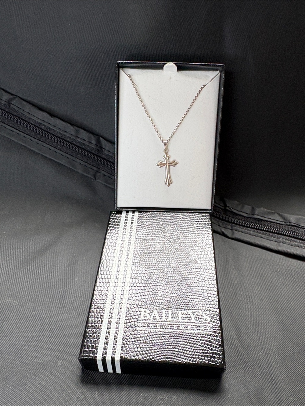 Bailey’s Silver Cross Pendant Necklace - Polished Silver with Bailey’s Box
